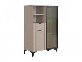 Комод 2 со стеклом Рич (кашемир/фрапучино матовый/черный) в Горном - gornyj.mebel-nsk.ru | фото