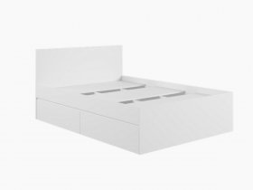 Кровать двуспальная с ящиками 1,4м Мадера-М1400 (белый) в Горном - gornyj.mebel-nsk.ru | фото