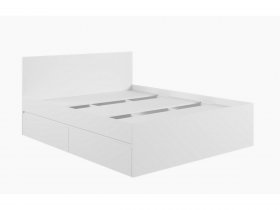 Кровать двуспальная с ящиками 1,6м Мадера-М1600 (белый) в Горном - gornyj.mebel-nsk.ru | фото