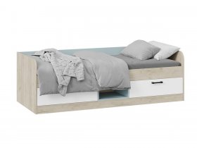 Кровать комбинированная «Оливер» Тип 1 401.003.000 (дуб крафт серый/белый/серо-голубой) в Горном - gornyj.mebel-nsk.ru | фото