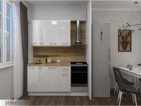 Кухонный гарнитур МДФ Выгодно и точка 1,5 м (белый глянец) в Горном - gornyj.mebel-nsk.ru | фото