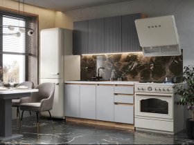 Кухонный гарнитур Ника 1,6 м (графит/серый софт) в Горном - gornyj.mebel-nsk.ru | фото