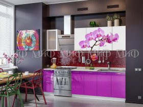 Кухонный гарнитур Орхидея (фиолетовый) в Горном - gornyj.mebel-nsk.ru | фото