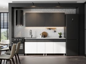Кухонный гарнитур София (2,0м) (бланж/графит матовый) в Горном - gornyj.mebel-nsk.ru | фото