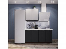 Модульная кухня Классика (белый глянец/черный) в Горном - gornyj.mebel-nsk.ru | фото