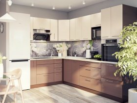Модульная кухня Классика (ваниль/шоколад) в Горном - gornyj.mebel-nsk.ru | фото