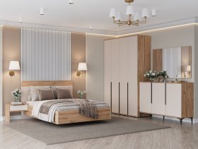 Модульная спальня Сицилия (дуб альпийский/тефия) в Горном - gornyj.mebel-nsk.ru | фото
