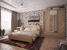 Модульная спальня Виктория-1 (дуб сонома) в Горном - gornyj.mebel-nsk.ru | фото