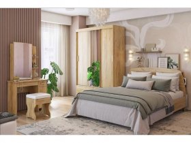 Модульная спальня Виктория-1 (дуб крафт золотой) в Горном - gornyj.mebel-nsk.ru | фото