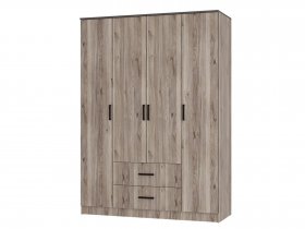 Шкаф четырехстворчатый Титан (дуб смоки) в Горном - gornyj.mebel-nsk.ru | фото
