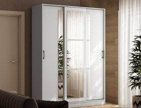 Шкаф-купе 1,6м «Стиль-2» (белый) в Горном - gornyj.mebel-nsk.ru | фото