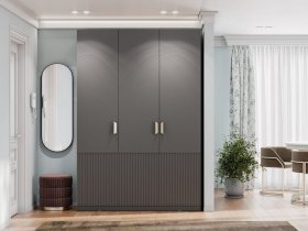Шкаф трехстворчатый Эккервуд (Нью) (графит) в Горном - gornyj.mebel-nsk.ru | фото