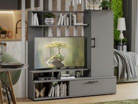 Стенка «Сиена» (графит серый) в Горном - gornyj.mebel-nsk.ru | фото