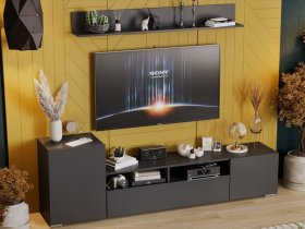 Стенка «Сильвия» (графит серый) в Горном - gornyj.mebel-nsk.ru | фото
