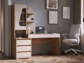 Стол компьютерный Пифагор (дуб вотан/кашемир) в Горном - gornyj.mebel-nsk.ru | фото