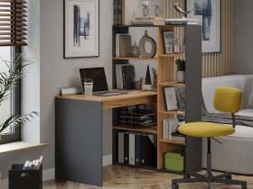 Стол письменный тип 16 (дуб крафт золотой/графит серый) в Горном - gornyj.mebel-nsk.ru | фото