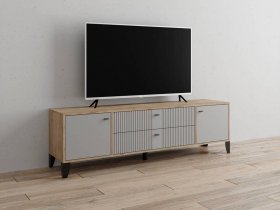 Тумба под ТВ Парус-10 (дуб крафт серый/серый) в Горном - gornyj.mebel-nsk.ru | фото