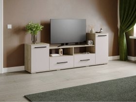 Тумба под ТВ Парус-2 (дуб крафт серый/кашемир) в Горном - gornyj.mebel-nsk.ru | фото